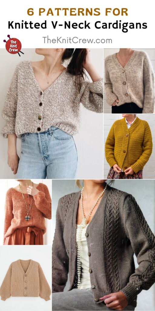 6 Patterns For Knitted V-Neck Cardigans PIN 2