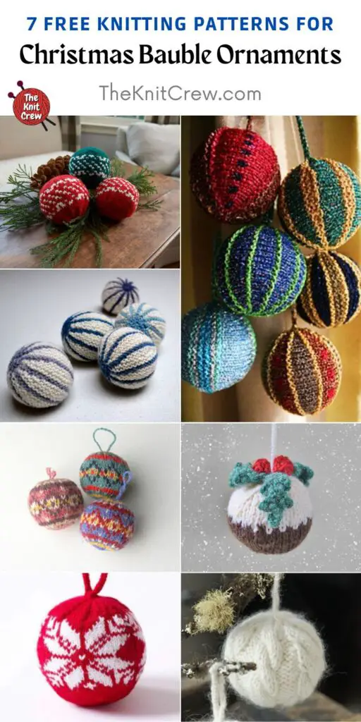 7 Free Knitting Patterns For Christmas Bauble Ornaments PIN 2