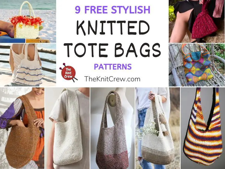 9 Free Stylish Tote Bag Knitting Patterns FB POSTER