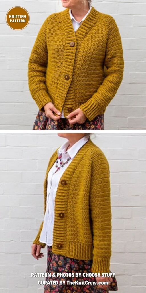 Crochet Ladies V-Neck Cardigan - 6 Knitted V-Neck Cardigan Patterns