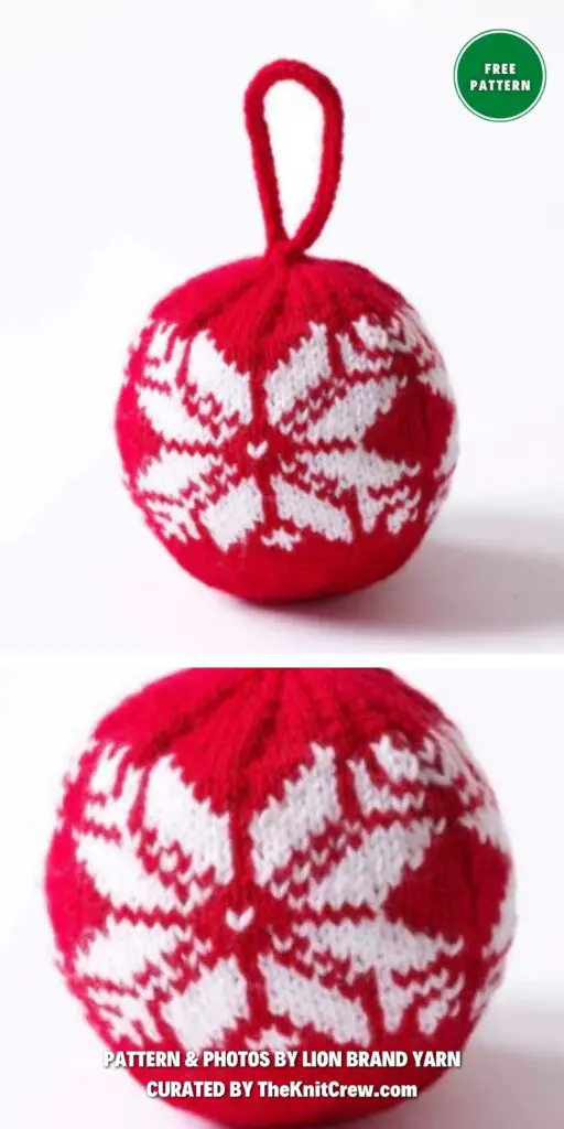 Fair Isle Snowflake Ornament - 7 Free Knitted Christmas Bauble Ornament Patterns