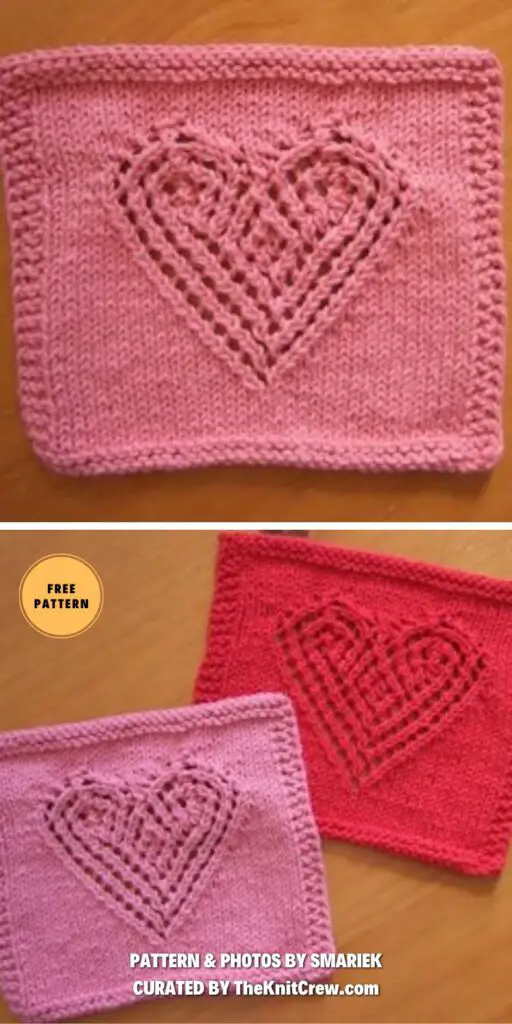 Heart Lace Cloth - 6 Free Knitted Heart Dishcloth Patterns For Valentine's Day