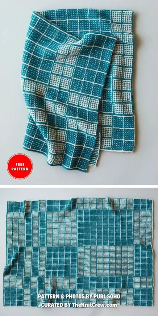Mosaic Squares Blanket - 8 Free Knitted Colorful Baby Blanket Patterns
