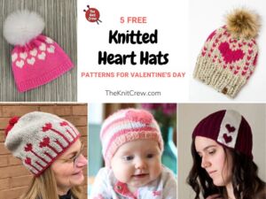 5 Free Knitted Heart Hat Patterns For Valentine's Day FB POSTER