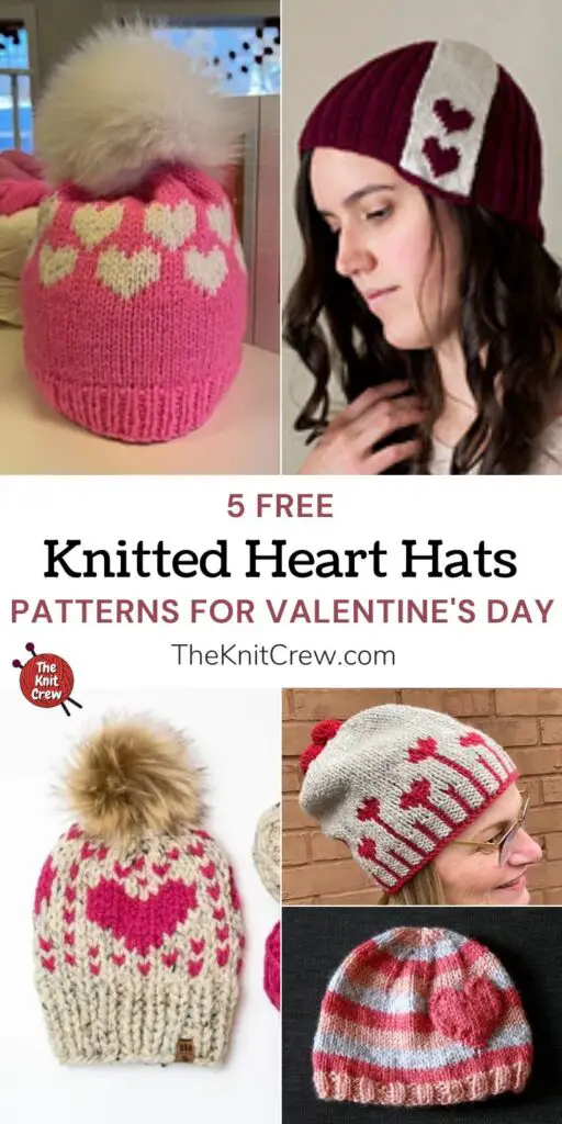 5 Free Knitted Heart Hat Patterns For Valentine's Day PIN 1