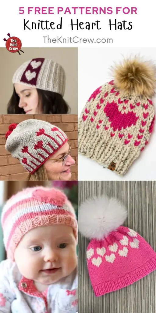 5 Free Patterns For Knitted Heart Hats PIN 2