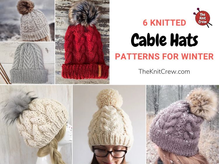 6 Knitted Cable Hat Patterns For Winter FB POSTER