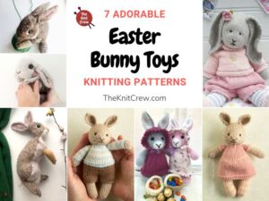 7 Adorable Easter Bunny Toy Knitting Patterns FB POSTER