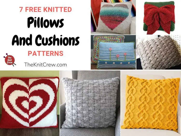 7 Free Knitted Pillow And Cushion Patterns FB POSTER