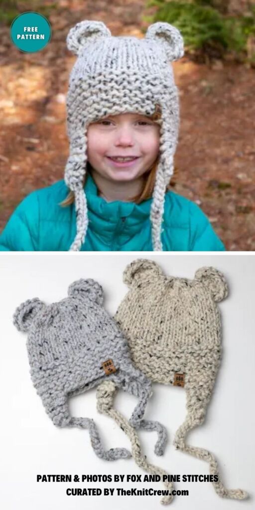 Bear Ear Flaps Aviator Hat - 6 Free Knitted Ear Flap Hat Patterns