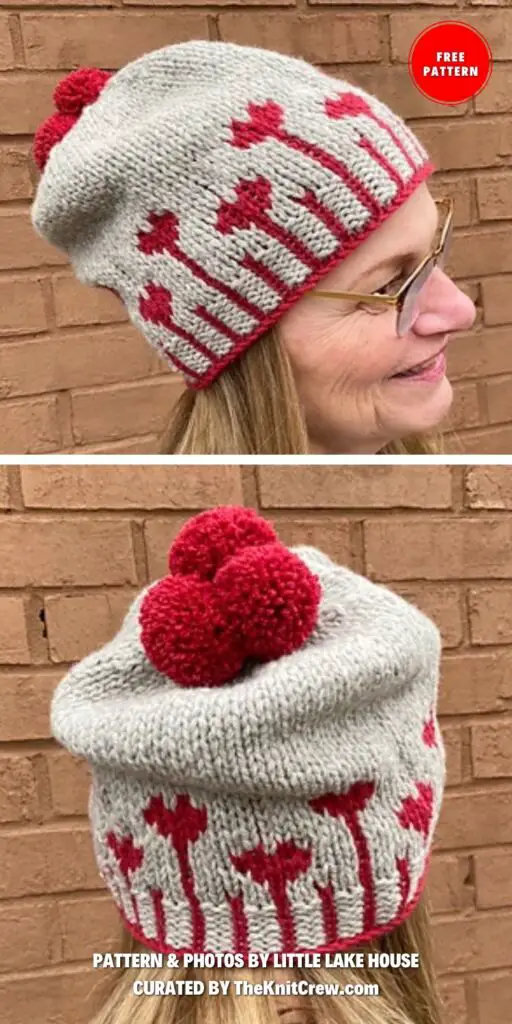 Blooming Hearts Hat - 5 Free Knitted Heart Hat Patterns For Valentine's Day