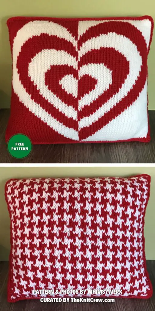 Crazy Hearts Pillow - 7 Free Knitted Pillow And Cushion Patterns