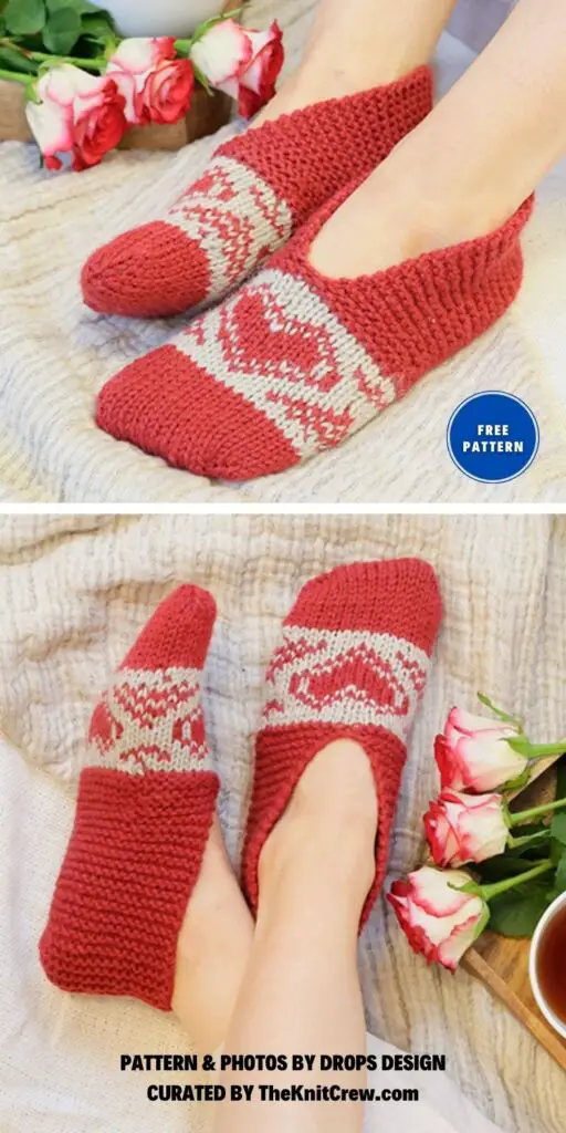 Heart Slippers - 8 Free Knitted Heart Patterns For Valentine's Day