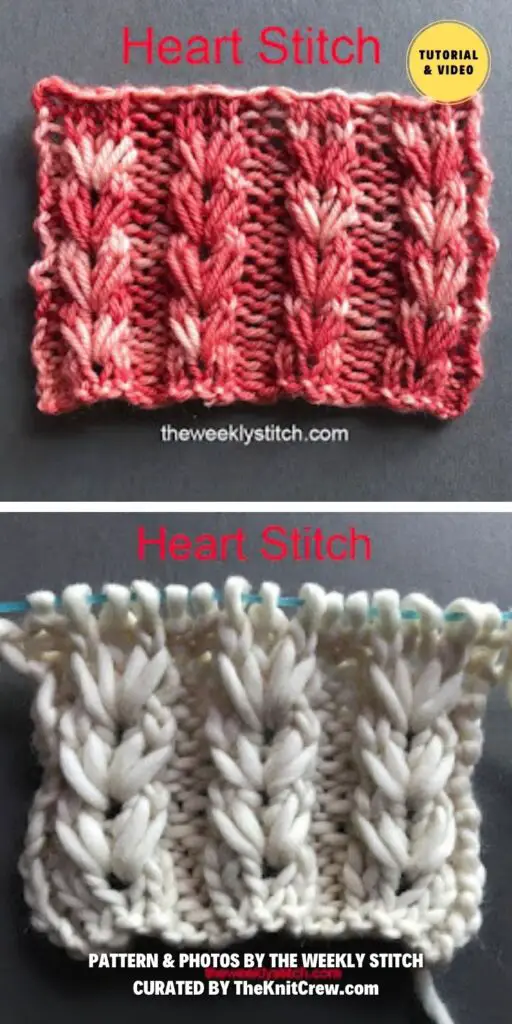 Heart Stitch - 7 Easy Knitted Heart Stitch Tutorials For Beginners