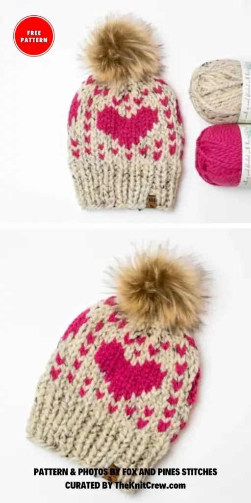 Hearts For Days Women’s Hat - 5 Free Knitted Heart Hat Patterns For Valentine's Day