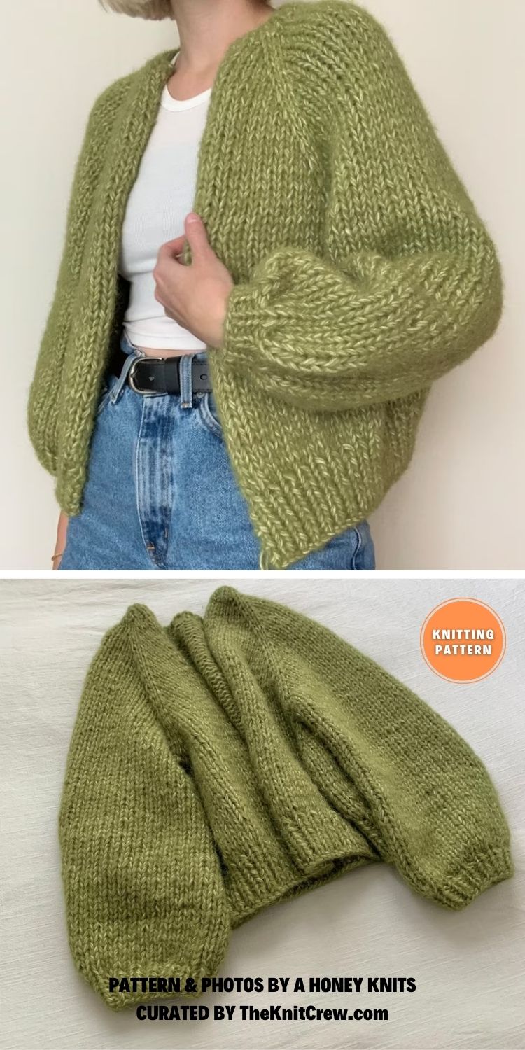 7 Knitted Raglan Sleeve Cardigan Patterns The Knit Crew