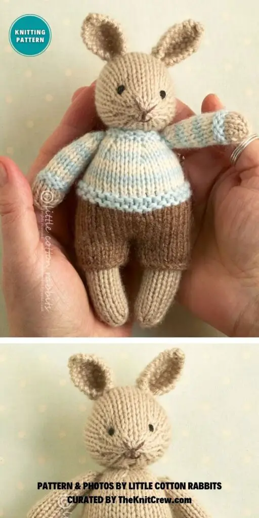 Mini Bunny in Shorts Knitting Pattern - 7 Adorable Easter Bunny Toy Knitting Patterns
