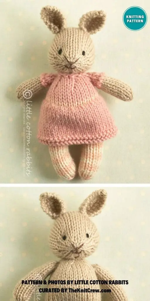 Mini Bunny in a Dress Knitting Pattern - 7 Adorable Easter Bunny Toy Knitting Patterns