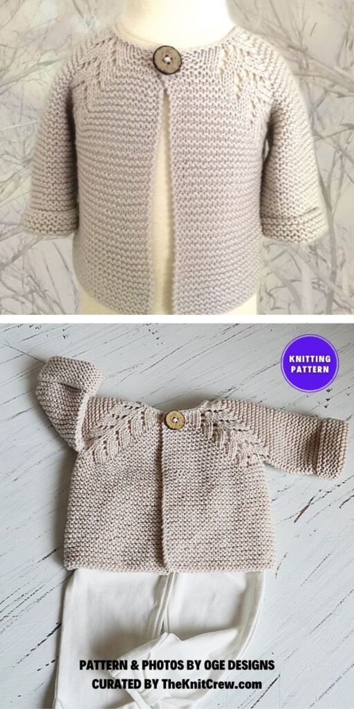 Norwegian Fir, Top Down Cardigan - 7 Awesome Knitted Baby Cardigan Patterns