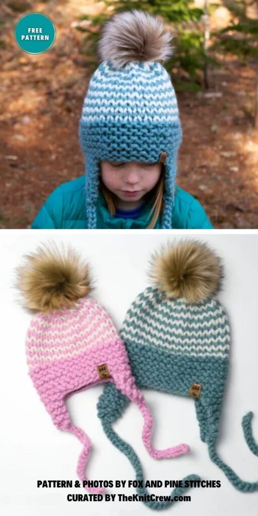 Pinstripe Ear Flaps Aviator Hat - 6 Free Knitted Ear Flap Hat Patterns