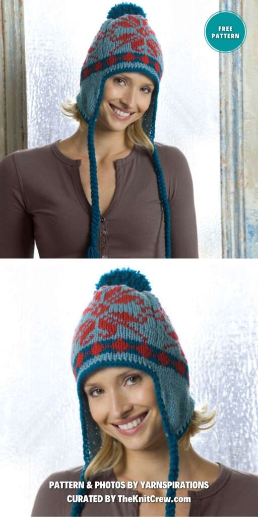 Red Heart Flap Hat - 6 Free Knitted Ear Flap Hat Patterns