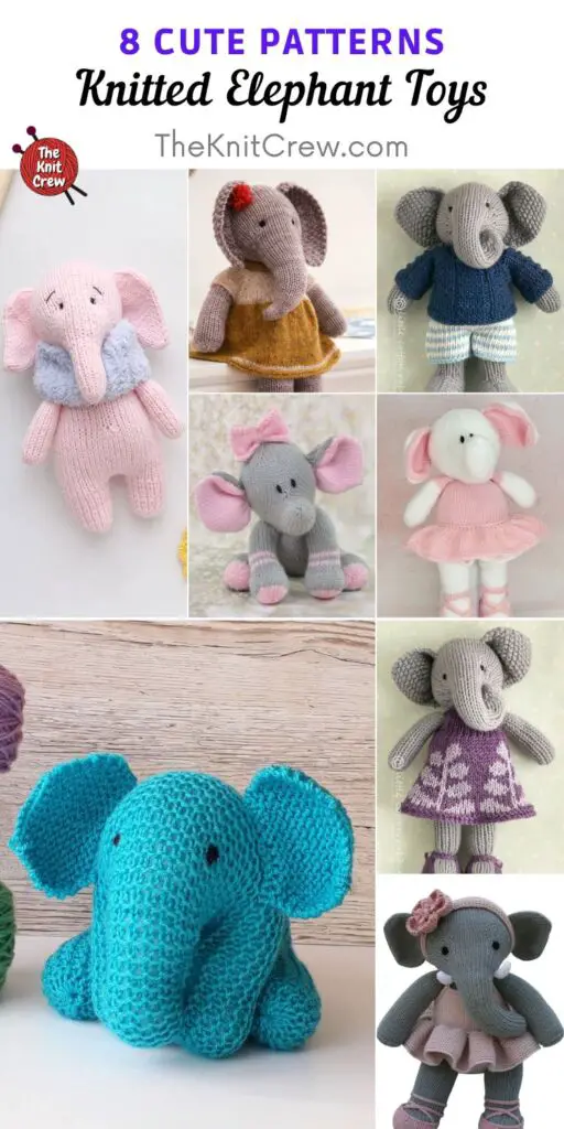 8 Cute Patterns Knitted Elephant Toys PIN 2