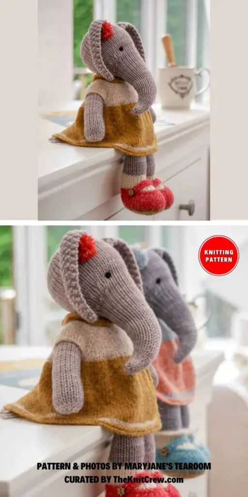 Tearoom Girl Elephant - 8 Cute Knitted Elephant Toy Patterns