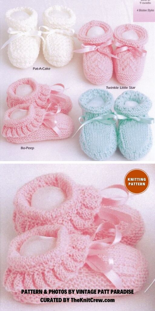 Vintage Shepherd 350 Knit Baby Booties - 8 Easy Knitted Baby Booties Patterns
