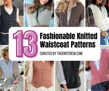 13 Fashionable Knitted Waistcoat Patterns - Facebook Poster
