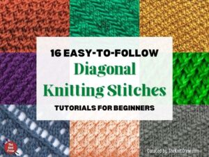 16 Easy-To-Follow Diagonal Knitting Stitch Tutorials For Beginners - Facebook Poster