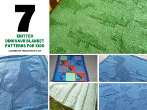 7 Knitted Dinosaur Blanket Patterns For Kids - Facebook Poster