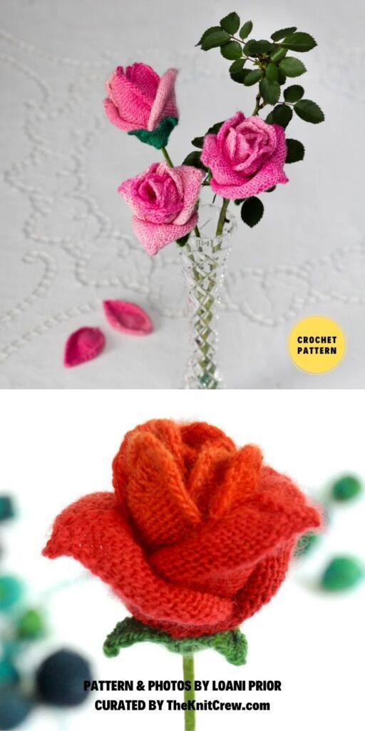 A Knitted Rose - 10 Beautiful Knitted Rose Patterns To Make