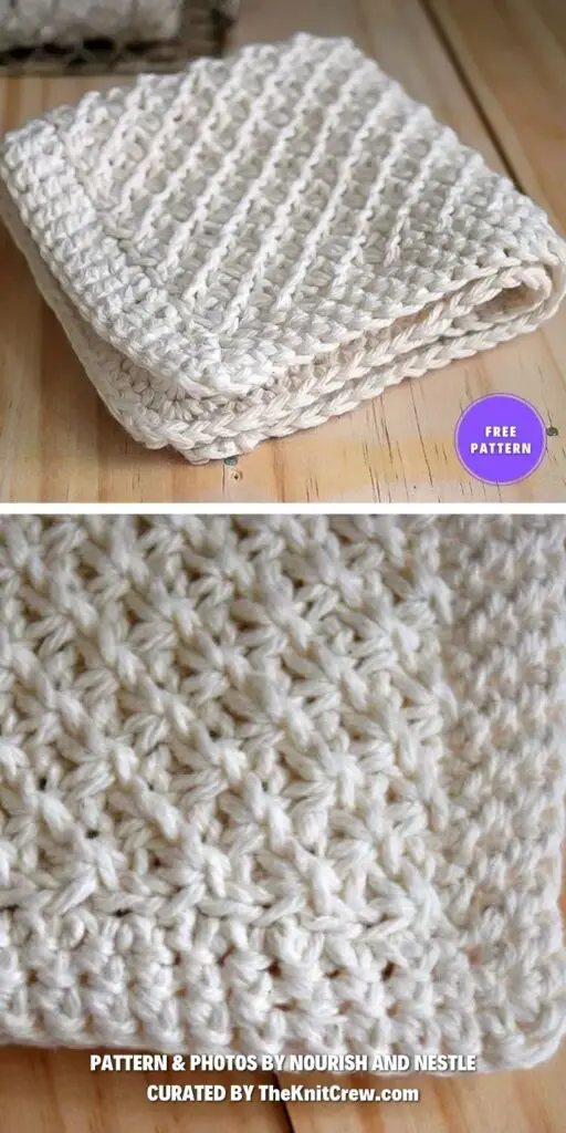 Daisy Stitch Knit Washcloth Pattern - 14 Free Knitted Textured Dishcloth Patterns