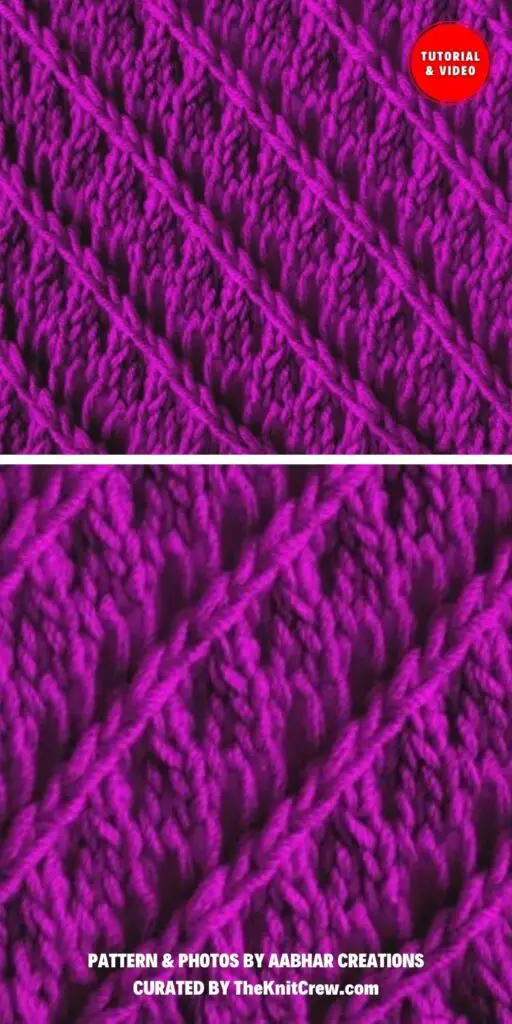 Diagonal Lace Stitch Pattern - 16 Easy-To-Follow Diagonal Knitting Stitch Tutorials For Beginners