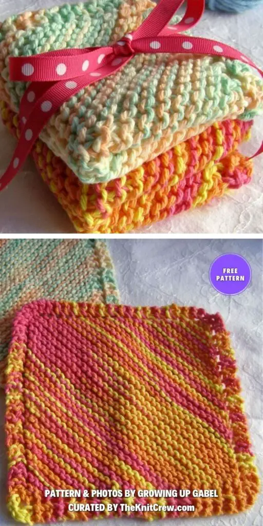 Easy Knit Dishcloth - 14 Free Knitted Textured Dishcloth Patterns