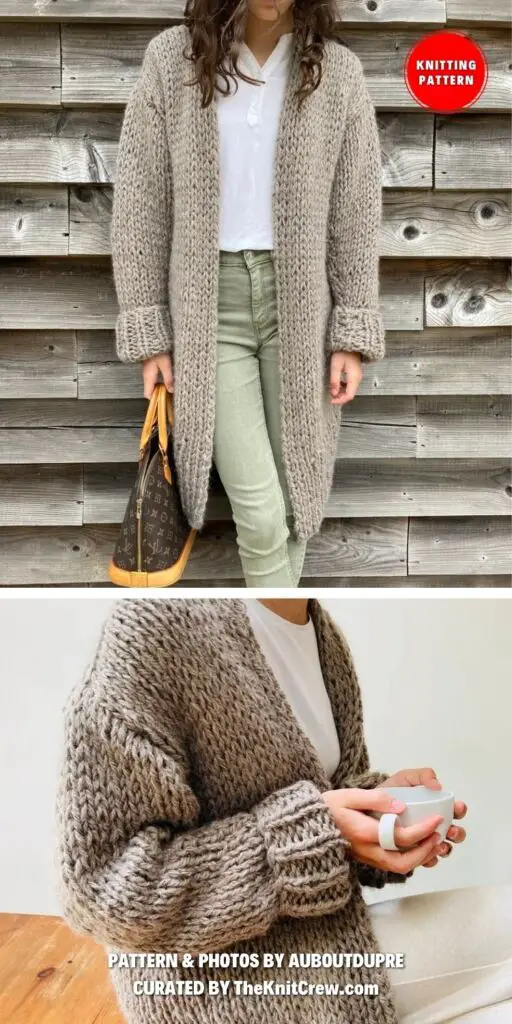 Long Chunky Knitting Pattern- 11 Knitted Long Cardigan Patterns For Colder Weather