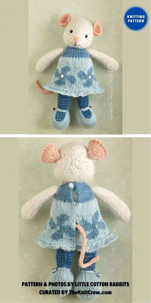 Mouse With A Flowered And Frilled Dress - 12 Adorable Rat Toy Knitting Patterns