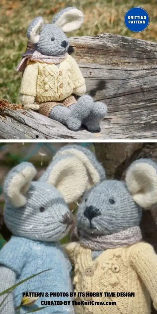 Mouse With Cardigan And Shorts - 12 Adorable Rat Toy Knitting Patterns