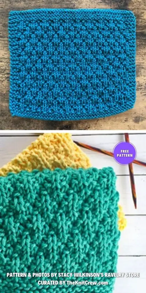 Seersucker Knit Dishcloth - 14 Free Knitted Textured Dishcloth Patterns