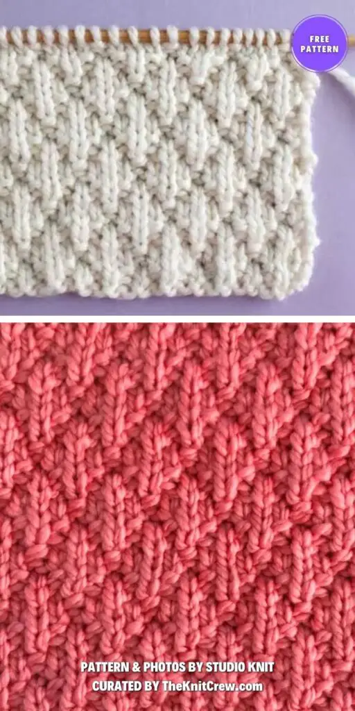Seersucker Stitch Knitting Pattern for Beginners - 14 Free Knitted Textured Dishcloth Patterns