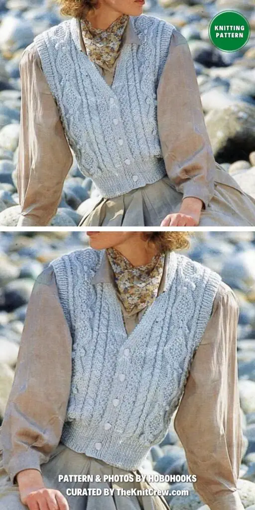 Vintage Wome's Aran Waistcoat Knitting Pattern - 13 Fashionable Knitted Waistcoat Patterns