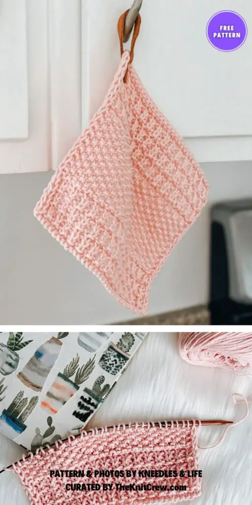 Willow Dishcloth - 14 Free Knitted Textured Dishcloth Patterns