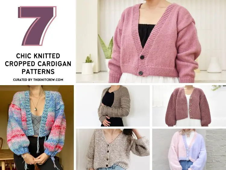 7 Chic Knitted Cropped Cardigan Patterns - Facebook Poster