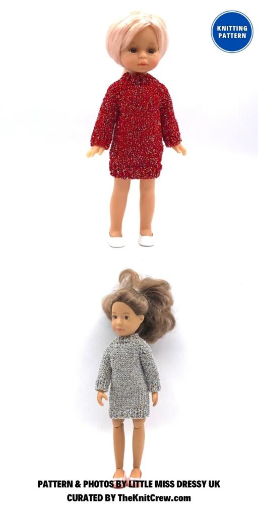 Basic Dress or Jumper for Small Dolls - 13 Adorable Knitted Doll Clothes Patterns