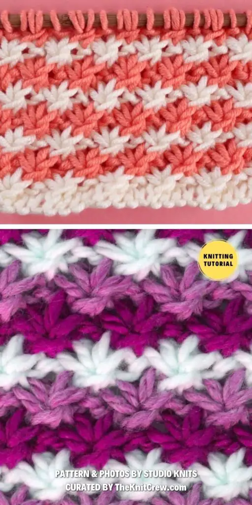 Daisy Stitch Knitting Brioche Pattern - 17 Easy Knitted Flower Stitch Tutorials