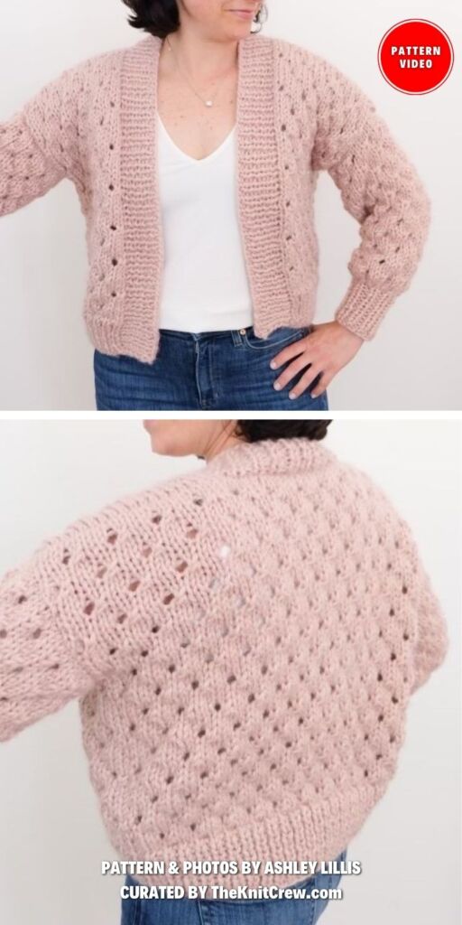 Everyday Eyelet Cardigan - 10 Knitted Bordered Cardigan Patterns For Women