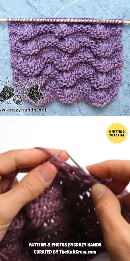 Guelder-Rose Knit Stitch Pattern - 17 Easy Knitted Flower Stitch Tutorials