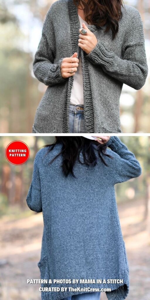 Knitting Pattern Cardigan with Pockets - 10 Knitted Bordered Cardigan Patterns For Women