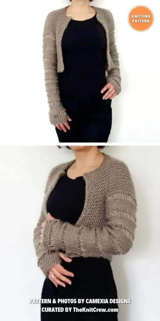 London Mist Cropped Thumb Hole Cardi - 7 Chic Knitted Cropped Cardigan Patterns