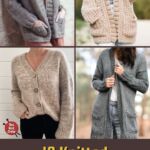 PIN 1 - 10 Knitted Bordered Cardigans Patterns For Women - The Knit Crew